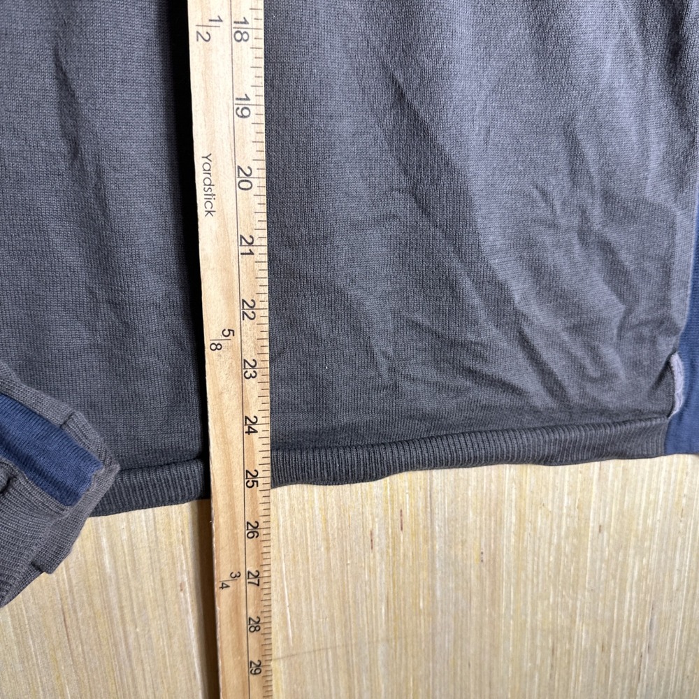 Armani Exchange Sweater Mens Medium Grey Blue 90s Stripe Raglan Long Sleeve - Picture 7 of 12